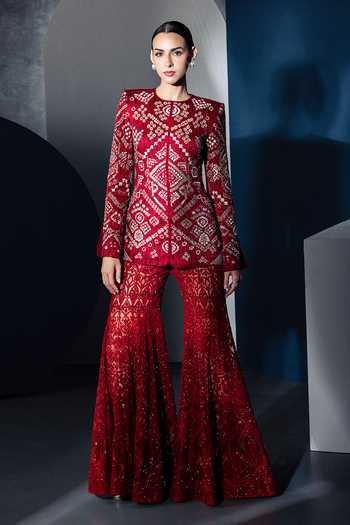Ritika Mirchandani Quinn High Neck Kurta & Sharara Set