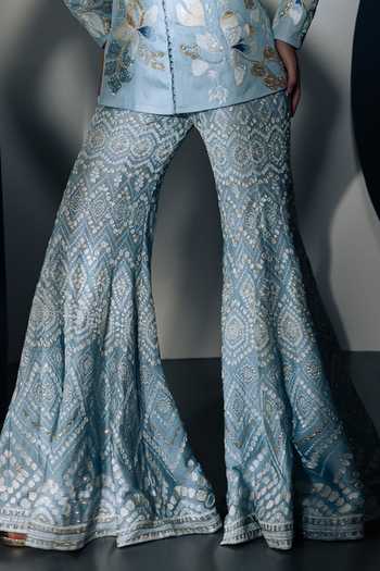 Buy Ritika Mirchandani Blue Georgette, Crepe, Net Round Neck Aylaa Embroidered Kurta And Sharara Set Online at Aza Fashions Buy_Ritika Mirchandani_Blue Georgette, Crepe, Net Round Neck Aylaa Embroidered Kurta And Sharara Set _Online_at_Aza_Fashions