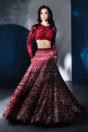 Ritika Mirchandani Nola Floral Cutwork Embroidered Blouse Lehenga Set 