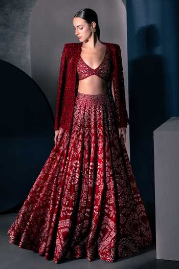 Ritika Mirchandani Sage Cutwork Jacket Lehenga Set 