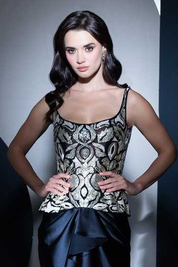 Buy_Ritika Mirchandani_Black Satin, Net Crystals Scoop Neck Mila Metal Embroidered Corset And Skirt Set _Online_at_Aza_Fashions