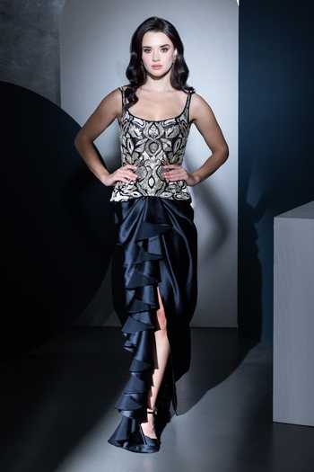 Ritika Mirchandani Mila Metal Embroidered Corset & Skirt Set 