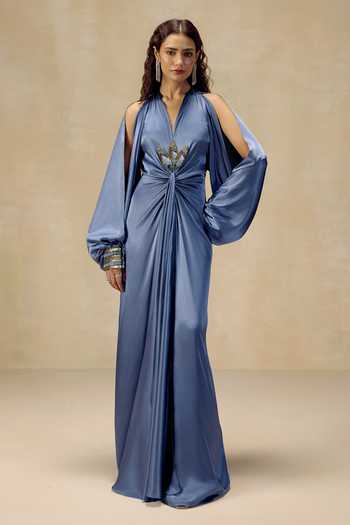 Rinessa Powder Blue Cold Shoulder Kaftan 