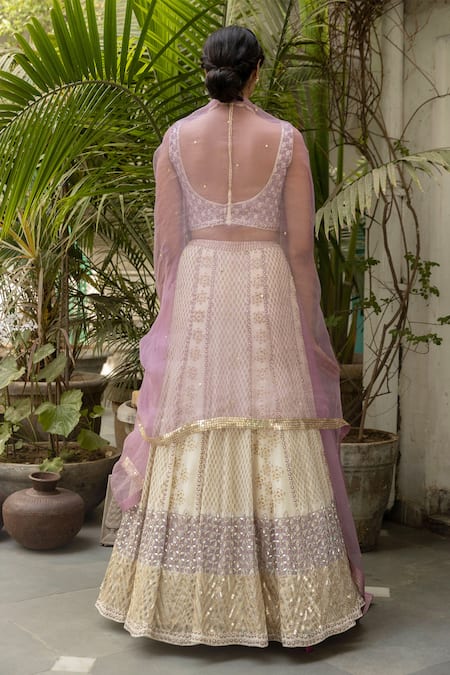 Shop Surbhi Gupta White Georgette Scoop Neck Printed Lehenga Set at Aza Fashions Shop_Surbhi Gupta_White Georgette Scoop Neck Printed Lehenga Set _at_Aza_Fashions