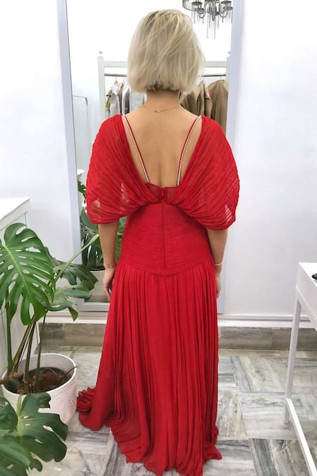 Maiti Shahani Cape Sleeve Gown 