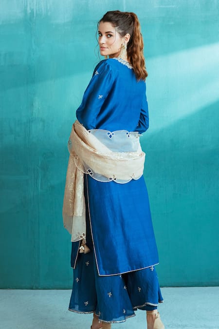 Mandira Wirk - Indian Chanderi Kurta & Sharara Set 