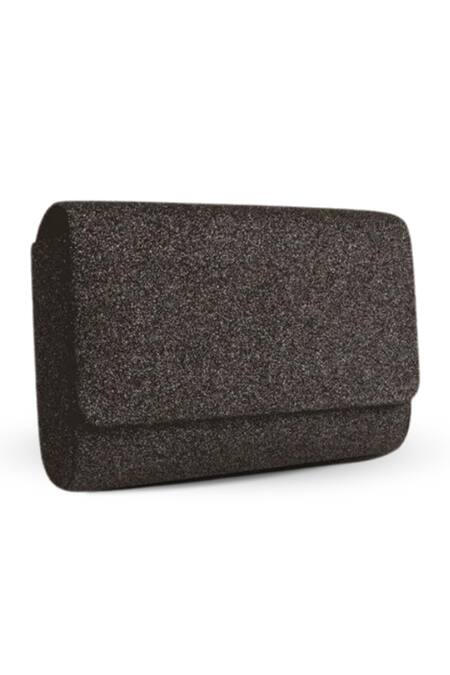 Buy_Puro Cosa_Black Glitter Box Clutch_Online_at_Aza_Fashions