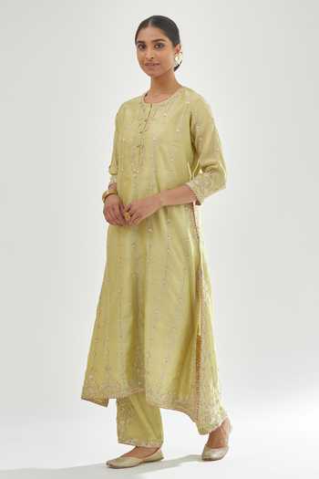 Buy Kora Green , Chanderi, , Embroidery, Gota Dori Kurta Set Online at Aza Fashions Buy_Kora_Green , Chanderi, , Embroidery, Gota Dori Kurta Set _Online_at_Aza_Fashions