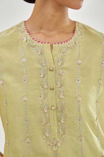 Shop Kora Green , Chanderi, , Embroidery, Gota Dori Kurta Set Online at Aza Fashions Shop_Kora_Green , Chanderi, , Embroidery, Gota Dori Kurta Set _Online_at_Aza_Fashions
