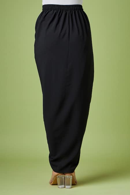 Shop_Aakaar_Black Modal Draped Maxi Skirt_Online_at_Aza_Fashions
