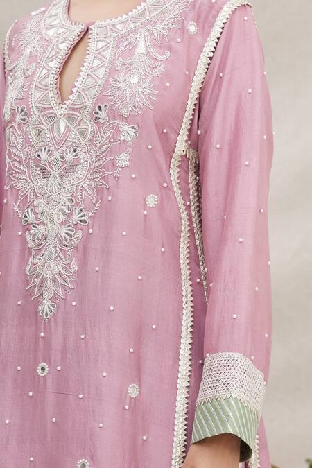 Ekta Singh_Pink Silk Round Anarkali Set _at_Aza_Fashions