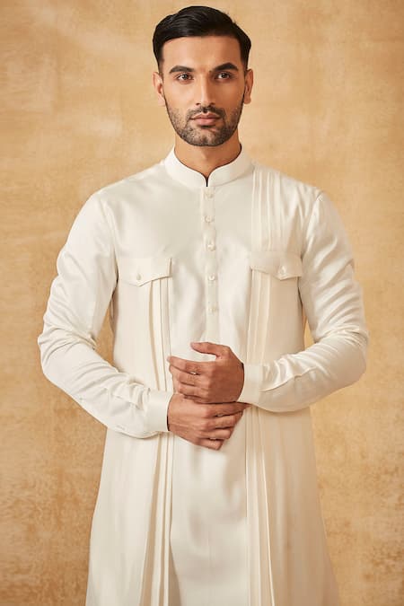Buy_Tarun Tahiliani_Off White Pathani Kurta And Dhoti Set _Online_at_Aza_Fashions