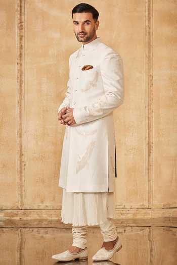 Tarun Tahiliani Ivory Embroidered Sherwani Set Online at Aza Fashions Tarun Tahiliani_Ivory Embroidered Sherwani Set _Online_at_Aza_Fashions