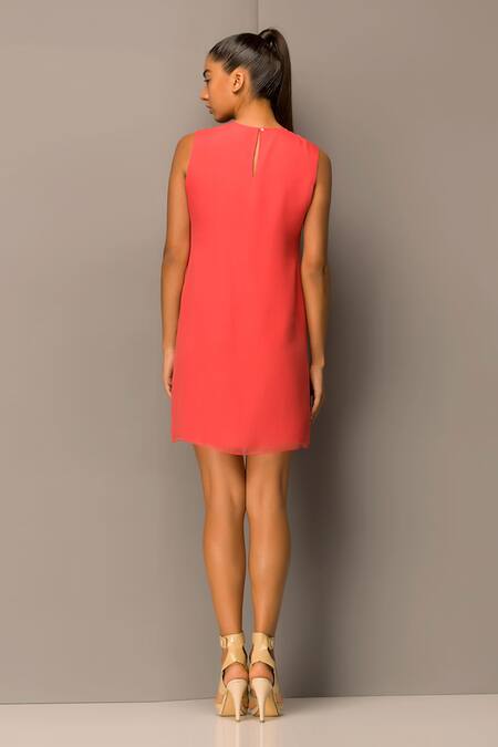 Shop Ampm Peach Layered Short Dress at Aza Fashions Shop_Ampm_Peach Layered Short Dress_at_Aza_Fashions