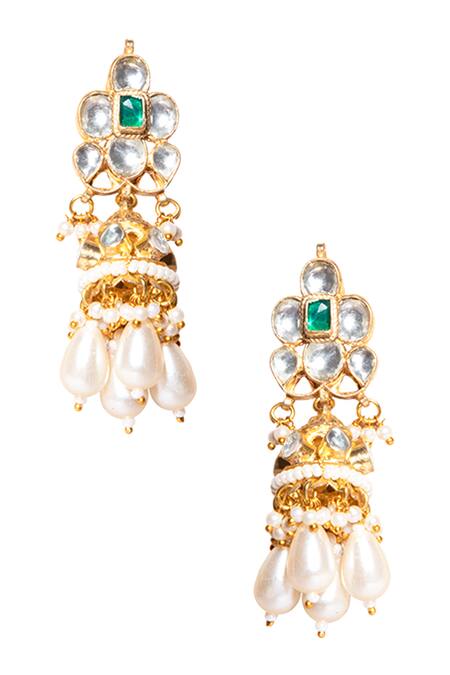 Shop Namasya Gold Plated Pearls, Stones, Beads Floral Pendant Choker Set Online at Aza Fashions Shop_Namasya_Gold Plated Pearls, Stones, Beads Floral Pendant Choker Set _Online_at_Aza_Fashions