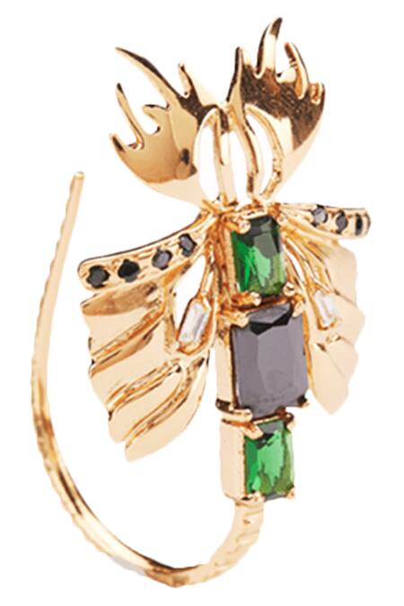 Outhouse Gold Plated Crystals Sylphina Hoop Earrings Online at Aza Fashions Outhouse_Gold Plated Crystals Sylphina Hoop Earrings _Online_at_Aza_Fashions