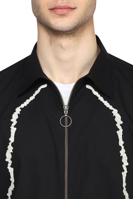 Noonoo_Black Giza Cotton Slim-fit Jacket _at_Aza_Fashions