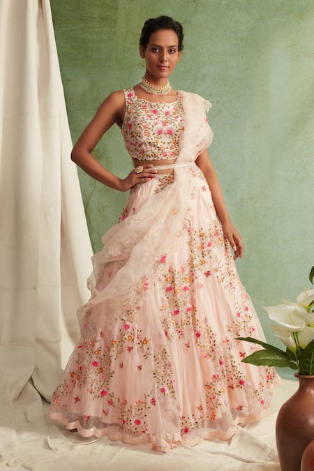 Priyanka Jain Organza Embroidered Bridal Lehenga Set 