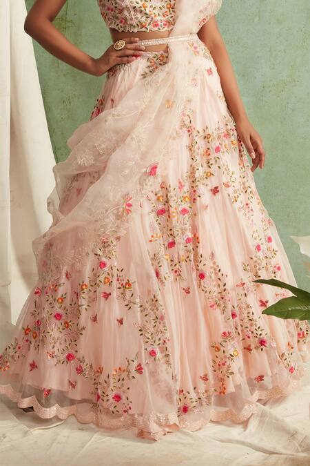 Buy Priyanka Jain Pink Organza, Chanderi U Neck Embroidered Bridal Lehenga Set Online at Aza Fashions Buy_Priyanka Jain_Pink Organza, Chanderi U Neck Embroidered Bridal Lehenga Set _Online_at_Aza_Fashions
