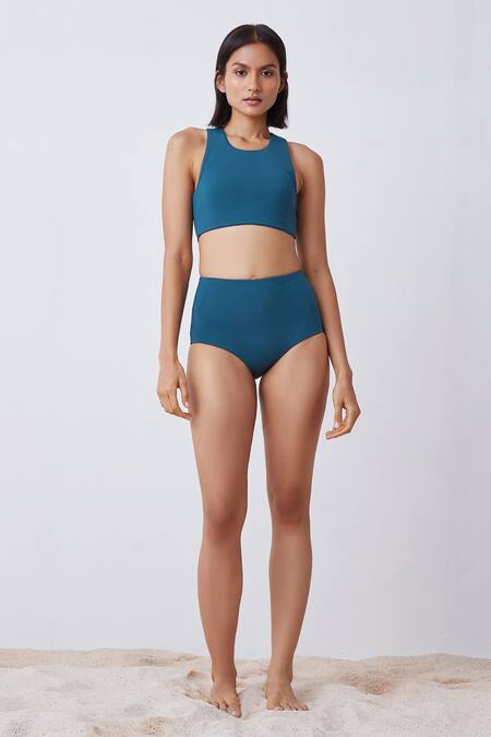 The Summer House_Green Rose Bikini Top_Online_at_Aza_Fashions