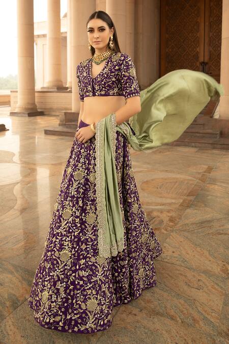 Shop_Jayanti Reddy_Purple Silk Embroidered Lehenga Set _Online_at_Aza_Fashions