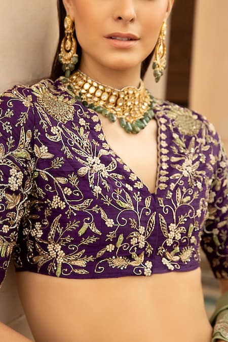 Jayanti Reddy_Purple Silk Embroidered Lehenga Set _at_Aza_Fashions