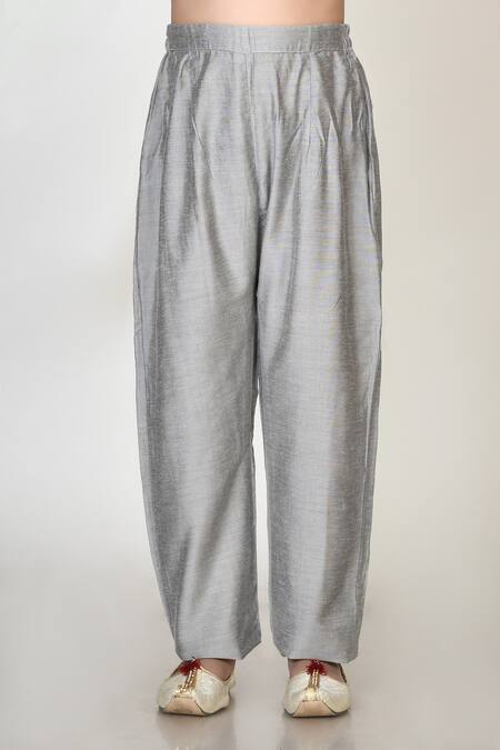 Shop Petite Pomme Blue Handloom Cotton, Silk Embroidery Kurta Set Online at Aza Fashions Shop_Petite Pomme_Blue Handloom Cotton, Silk Embroidery Kurta Set _Online_at_Aza_Fashions