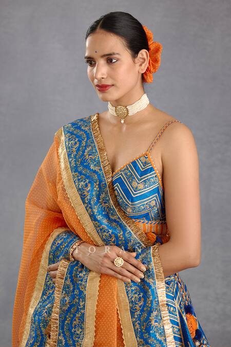 Shop Torani Blue , Organza, Brocade Tassels, Rang Shyam Hayat Bridal Lehenga Set Online at Aza Fashions Shop_Torani_Blue , Organza, Brocade Tassels, Rang Shyam Hayat Bridal Lehenga Set _Online_at_Aza_Fashions