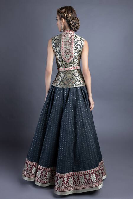 Abhishek Gupta Jacket & Chanderi Lehenga Set 