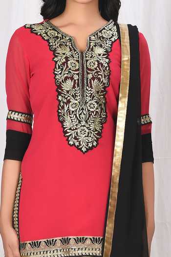 Shop_Naintara Bajaj_Pink Kurta Georgette Sharara Crepe Dupatta Chiffon Set _Online_at_Aza_Fashions