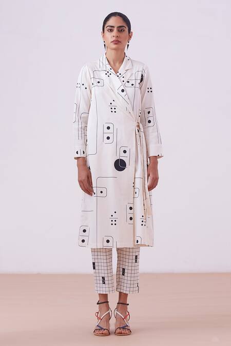 The Summer House_Cream Joanna Domino Print Tunic_Online_at_Aza_Fashions