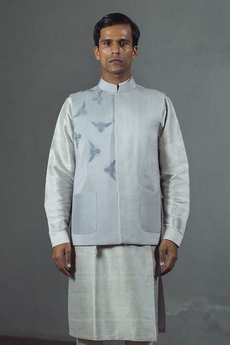 Mitesh Lodha Silk Embroidered Nehru Jacket 