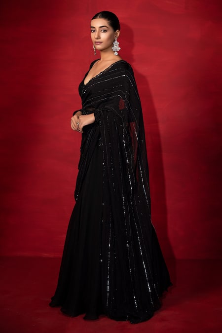 Miku Kumar Embroidered Draped Lehenga With Blouse 