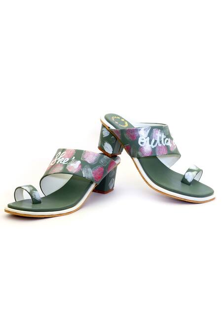 Shiveen Shiveen_Green Hand Painted Outta Sight Block Heels_Online_at_Aza_Fashions