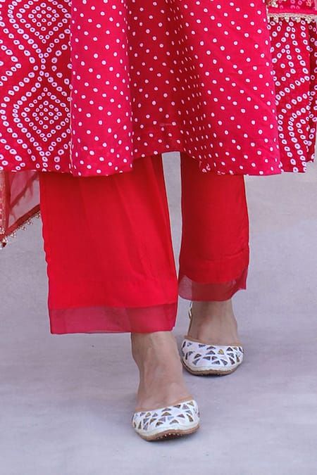 Label Mansi Nagdev Red Chanderi Silk Embroidery, Beads Round Neck Azal A-line Kurta Set Online at Aza Fashions Label Mansi Nagdev_Red Chanderi Silk Embroidery, Beads Round Neck Azal A-line Kurta Set _Online_at_Aza_Fashions