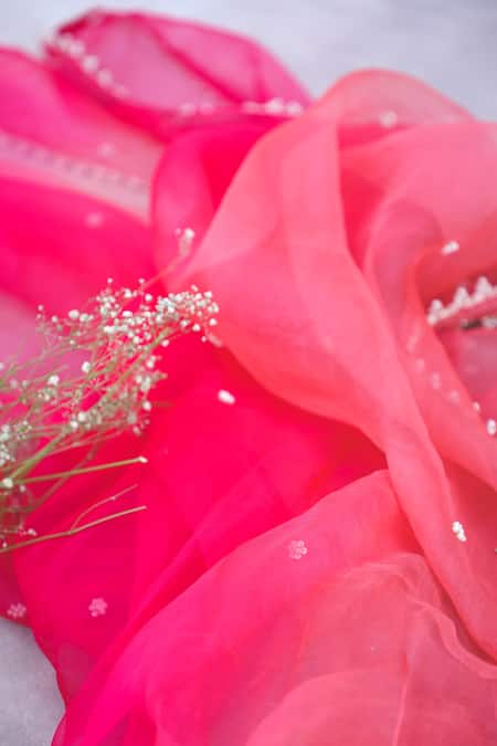 Label Mansi Nagdev Red Chanderi Silk Embroidery, Beads Round Neck Azal A-line Kurta Set at Aza Fashions Label Mansi Nagdev_Red Chanderi Silk Embroidery, Beads Round Neck Azal A-line Kurta Set _at_Aza_Fashions