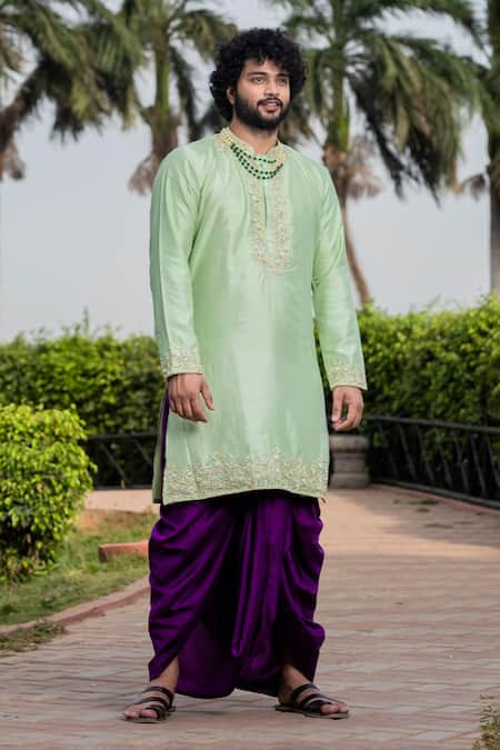 Hilo Design Zardozi Embroidered Kurta Dhoti Pant Set 