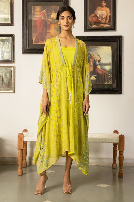 Surbhi Gupta Embroidered Tie-Up Kaftan 