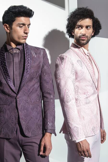 Buy Ankur J Pink Moss Crepe Rose Tuxedo And Shirt Set Online at Aza Fashions Buy_Ankur J_Pink Moss Crepe Rose Tuxedo And Shirt Set _Online_at_Aza_Fashions