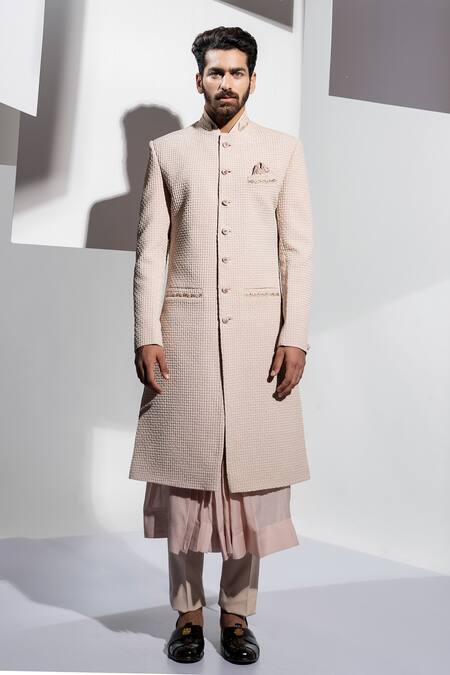 Ankur J Pink Mezze Muslin Knit Embroidered Sherwani Set Online at Aza Fashions Ankur J_Pink Mezze Muslin Knit Embroidered Sherwani Set _Online_at_Aza_Fashions