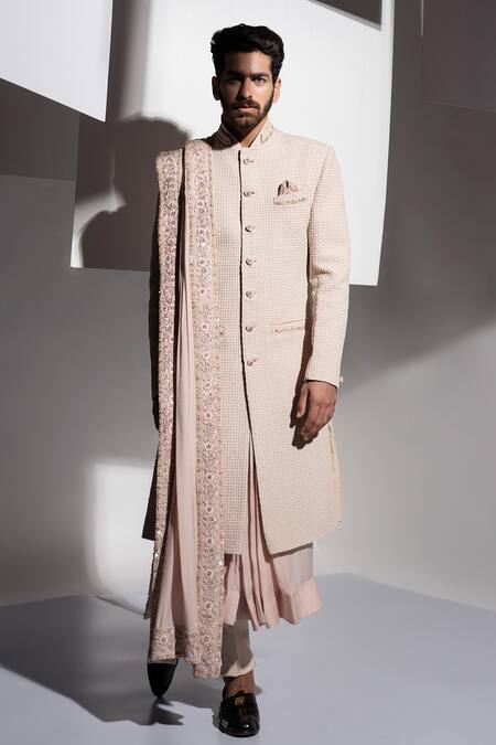 Buy Ankur J Pink Mezze Muslin Knit Embroidered Sherwani Set Online at Aza Fashions Buy_Ankur J_Pink Mezze Muslin Knit Embroidered Sherwani Set _Online_at_Aza_Fashions