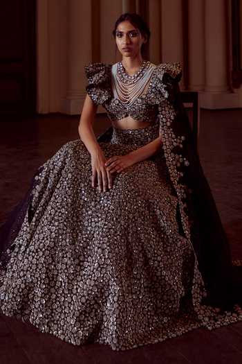 Buy Mrunalini Rao Grey Silk, Net, Organza Zari, Embroidery Taara Bloom Zardozi Work Lehenga Set at Aza Fashions Buy_Mrunalini Rao_Grey Silk, Net, Organza Zari, Embroidery Taara Bloom Zardozi Work Lehenga Set _at_Aza_Fashions
