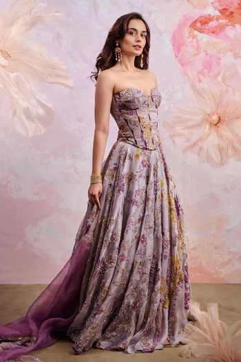 Mahima Mahajan Elanor Floral Embroidered Corset & Lehenga Set 