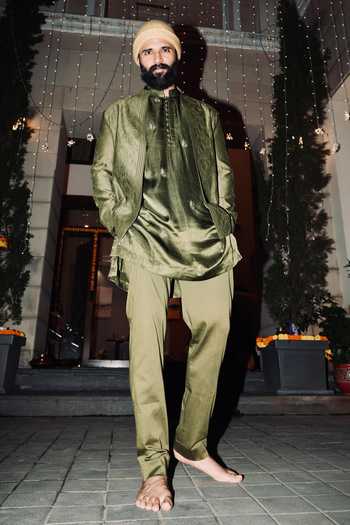 Devnaagri Dori Embroidered Jacket & Kurta Set 