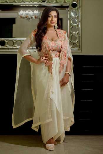 Petticoat Lane By Divya Floral Embroidered Cape & Skirt Set