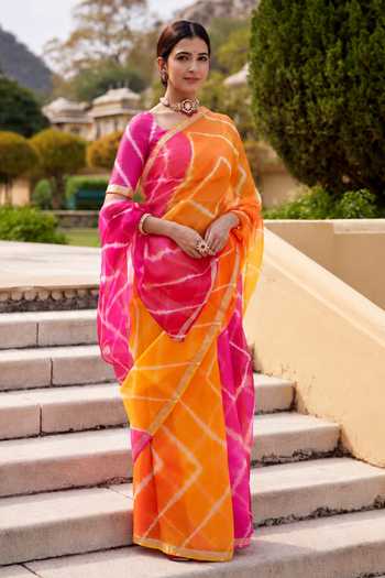Geroo Jaipur Hand Dyed Saree With Blouse