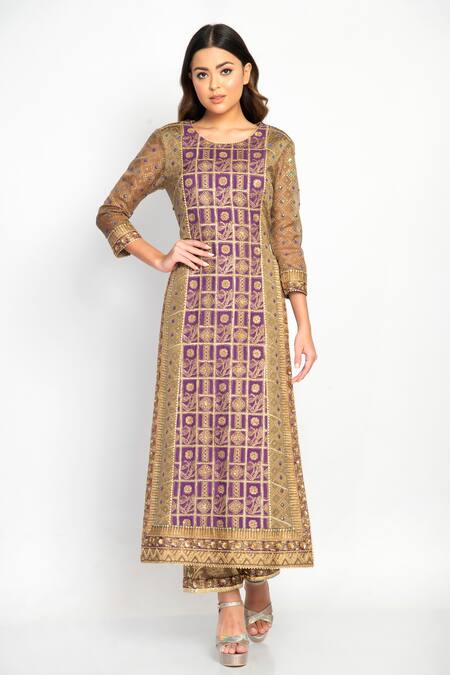 Buy Moledro Grey Crepe, Modal Satin, Twill Silk Organza Floral Round Purvi Print Kurta Set Online at Aza Fashions Buy_Moledro_Grey Crepe, Modal Satin, Twill Silk Organza Floral Round Purvi Print Kurta Set _Online_at_Aza_Fashions