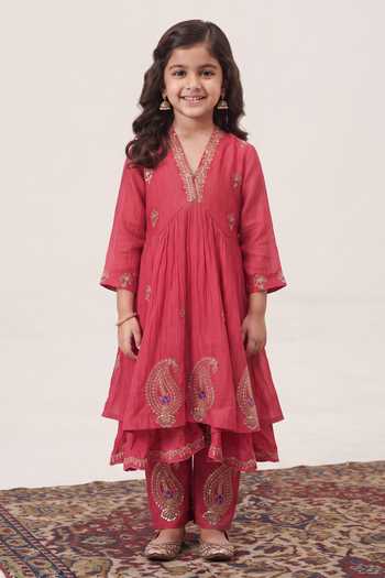 Hirika & Dhruti Marodi Embroidered Anarkali Pant Set For Kids
