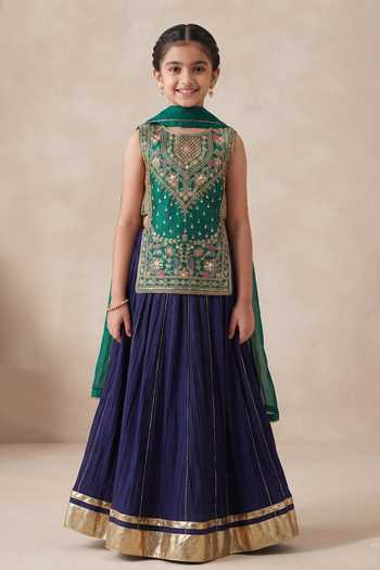 Hirika & Dhruti Zardozi Work Kurta Lehenga Set For Kids