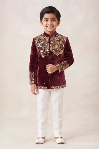Hirika & Dhruti Sequin Embroidered Bandhgala For Kids